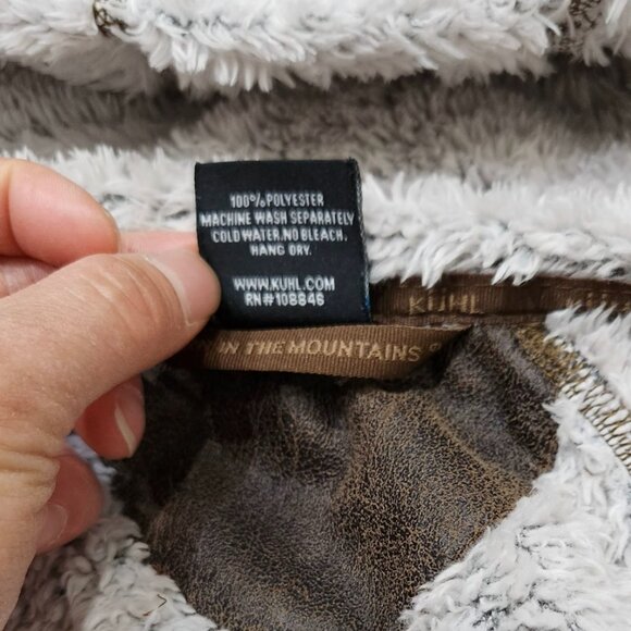 Kuhl Flight Vest Tan and Brown Faux Fur Hooded Pockets Full Zip Vest Size M - Picture 10 of 11